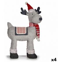 Figura decorativa reno de navidad rojo gris 22 x 47 x 45 cm (4 unidades)