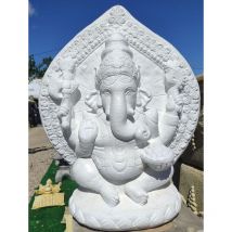 Anaparra - Figura Ganesha 58x31x72cm. de hormigón piedra para el jardín Blanca