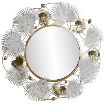 Dkd Home Decor - Miroir de mural 93 x 7 x 93 cm verre doré métal white leaf de plant 93 x 7 x 93 cm