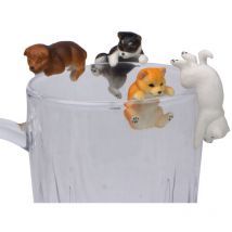 Feiyue - Figurine d'animal miniature Shiba réaliste à suspendre au bord d'une tasse, ornement de paysage à faire soi-même