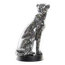 Dkd Home Decor - Figurine décorative léopard argenté en résine (19,5 x 16 x 31,5 cm)