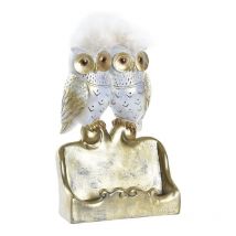 Figurine décorative Dkd Home Decor whitegolden owls 10 x 8 x 7 cm
