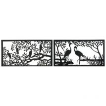 Figurine décorative dkd home decor 96 x 1 x 50 cm oiseaux noirs (2 pièces)