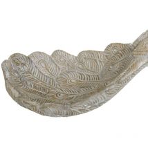 Statuette Paon de décoration blanc patiné or et argent