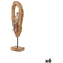 Figurine décorative assise en métal argenté 10 x 41,5 x 7,5 cm (6 pièces)