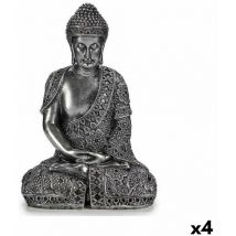 Gift Decor S3625168 Bouddha assis Figure décorative, argent, 17cm x 32,5cm x 22cm, Boîte de 4
