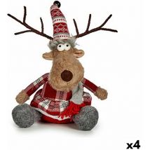 Figurine décorative cerf white brown red grey 16 x 30 x 30 x 30 cm (4 pièces)