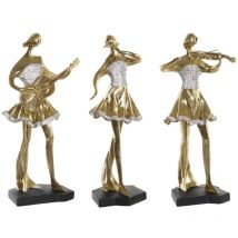 Dkd Home Decor - Figurine décorative music 20 x 12 x 41,5 cm romantique danseuse dorée (3 pièces)