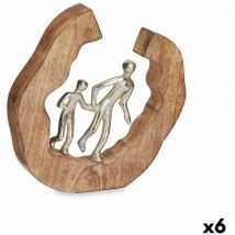 Giftdecor - Figurine familiale décorative en métal argenté 24,5 x 24,5 x 5 cm (6 pièces)