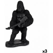Figurine décorative gorille guitare noir 17,5 x 38 x 27 cm (3 unités)