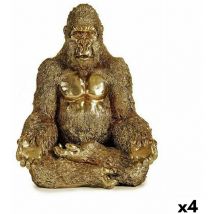 Figurine décorative gorille yoga doré 19 x 26,5 x 22 cm (4 unités)