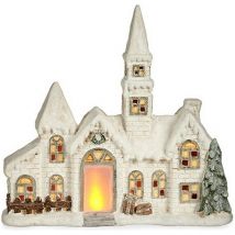Krist+Christmas Decorative Figure LED House Light 11 x 47,5 x 49 cm White Polyresin