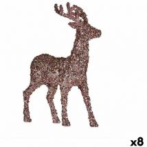 Krist+ - Reindeer Christmas Decoration Figure Glitter Pink Gold Plastic 15 x 45 x 30 cm (8 pieces)