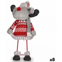 Figurine de renne de Noël rouge gris 13 x 33,5 x 20 cm (8 pièces)