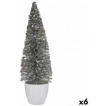 Christmas Tree Decoration Figure White Silver Plated Plastic 10 x 33 x 10 cm (6 pièces) - Krist+