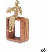 Gift Decor - Figurine décorative violon bois doré métal 13 x 27 x 13 cm