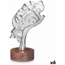 Gift Decor - Figurine décorative face argentée bois métal 16,5 x 26,5 x 11 cm