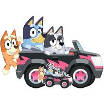 Star Cutouts - Figurine en carton Bluey, Bingo et Muffin conduisent une voiture décapotable - Haut 93 cm