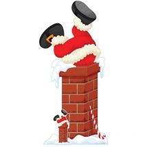 Star Cutouts - Figurine en carton Décoration de Noël Père Noël coincé dans la cheminée - 195 cm