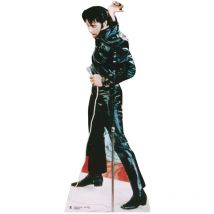 Star Cutouts - Figurine en carton Elvis Presley tout en cuir noir qui brille avec micro -h 184 cm