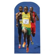 Figurine en carton et Passe Tete Usain Bolt en pleine course - Haut 179cm