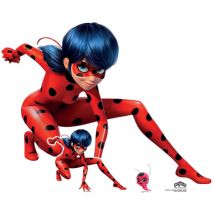 Figurine en carton Ladybug Position Accroupie - Miraculous Ladybug et Chat une mini-figurine h 93 cm
