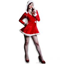 Star Cutouts - Figurine en carton femme habillée d'une robe courte de noël et bonnet de nol - Haut 186 cm