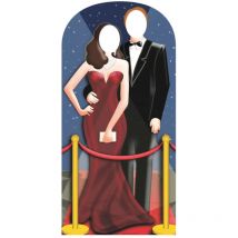 Star Cutouts - Figurine en carton Passe tête Couple smoking et robe de soirée rouge style Hollywood et Casino - 186 cm