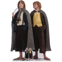 Figurine en carton Meriadoc Brandebouc et Peregrin Touque - Le Seigneur des Anneaux - Haut 133 cm