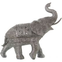 Fijalo - Figurine en résine d'éléphant en argent granulé avec miroirs 38x15x35 cm