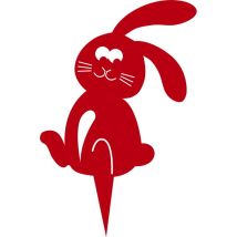Figurine à piquer lapin rouge 21x18 cm – Acier époxy résistant au gel et aux UV – LOUIS MOULIN