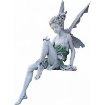 Figurines de Jardin Fée Elfes Assis 22cm Tudor Et Turek Fée Sculpture de Fée Exterieur Décoration de Jardin