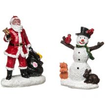 Accessoires pour Village de Noël Set 2 Figurines Père Noël et Bonhomme de neige - Feeric Christmas