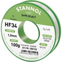 Stannol - HF34 1,6% 1,0MM flowtin tc cd 100G Étain à souder sans plomb bobine, sans plomb Sn99,3Cu0,7 ORM0 100 g 1 mm