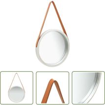 Nova - The Living Store Miroir mural avec sangle 40 cm Argenté - Miroir Mural - Miroir Rond - Miroir Décoratif - Miroir Vintage - Miroir Suspendue
