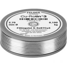 Felder Löttechnik - Felder Cu-Rotin 3 Étain à souder sans plomb bobine Sn97Cu3 0.100 kg 2.7 mm