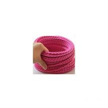 Fil électrique tressé rose vintage look rétro en tissu au mètre