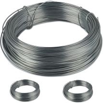 Fil en acier, lot de 24, antirouille pour le jardin, métal zingué, fils fins, 50 m de long, d: 1 mm, argenté