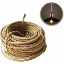Fil électrique tissu Rétro Corde de chanvre tressé torsadée Cble 2 Noyaux (2x0.75mm) pour Accessoires de lampe à suspendre 20M