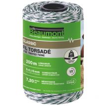 Fil torsadé blanc et vert 200 m CLASSIC