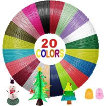 Filament Stylo 3D, 20 Couleurs 1,75MM Recharge 3D Pen Filament, Total 60M pour Fil Stylo 3D