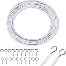 Filet de rideau 10 m fil de rideau blanc fil de rideau avec crochets et yeux de rideau cordon de rideau cordon pour tringle à rideau suspendus rideau