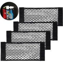 Filet Rangement De Coffre Voiture, [4 Pcs 50x25cm] Organisateurs Sac Pocket Organizer De Coffre Voiture, Filet De Stockage Voiture Sac Avec Élastique 