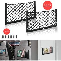 Kartokner - 2 Pièces Filet Coffre Voiture 36x18CM,Filet Rangement pour Voiture , Filet de Rangement de Coffre, Sac Pocket Organizer de Voiture pour