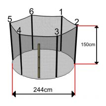 Sos Trampoline - Filet Trampoline 244cm - 6 Barres - hauteur 150 cm - Fourreau Extérieur