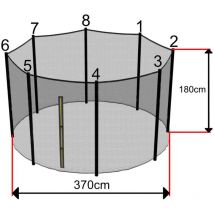 Sos Trampoline - Filet Trampoline 360cm à 370cm - 8 Barres - hauteur 180 cm - Fourreau Extérieur