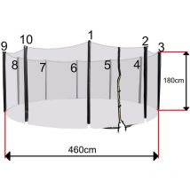 Sos Trampoline - Filet Trampoline 460cm - 10 Barres - hauteur 180 cm - Fourreau Extérieur