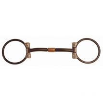 Filetto western a d in ferro nero con argenti e imboccatura con semi snodo in rame: 12,5 cm