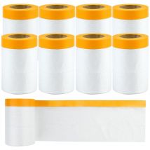 Roleader - Film de Masquage Transparent avec Ruban - 8 Rouleaux 55cm x 20m - Bâche de Protection Peinture pour Travaux de Peinture, Masquage et