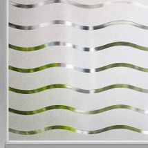 Film pour Fenêtre Intimité Givré Auto-Adhésif Fenêtre Autocollant Pas de Colle Statique Cling Film de Verre Opaque Protection UV Motif Vague